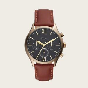 NWT Fossil BQ2404 Fenmore Multifunction Brown Leather Watch